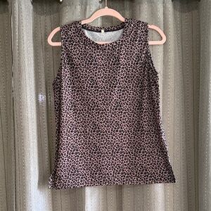 Sleeveless Pink Leopard-Print Tank Top
